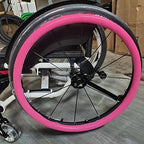 1 Pair 24-inch Rear Wheel Sports Wheelchair Non-Slip Wear-Resistant Silicone Hand Push Cover, Hand Wheel Snare Pads,Pink