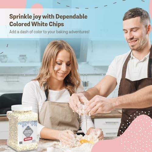 Dependable Food White Chocolate Chips – 2 Lb. Bulk Container -Kosher, White Morsels for Cake Decorating, Cupcakes, Desserts - Resealable Jar