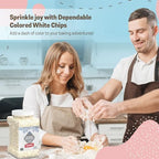 Dependable Food White Chocolate Chips – 2 Lb. Bulk Container -Kosher, White Morsels for Cake Decorating, Cupcakes, Desserts - Resealable Jar