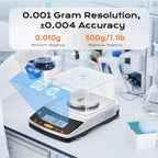 Bonvoisin Lab Analytical Balance 500g x 0.001g Precision Digital Scale .001 Gram Accuracy Laboratory Scientific Milligram Scale 17 Units Selectable
