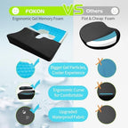 Gel Wheelchair Seat Cushion,Bed Sore Cushions for Butt,Gel Cushion for Pressure Relief,Donut Pillow for Tailbone Pain Relief,Coccyx,hemorrhoid Pillow,Cushion for Office Chair18 L x 15" W(Black)