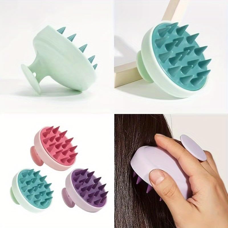 Shampoo Brush & Scalp Massager Comb - Hair Brush with Scalp Massage - Soft Rubber Bristles for Deep Cleansing, Dandruff, Split Ends Hair Care, Scalp Massager for Growing Hair (Purple)
