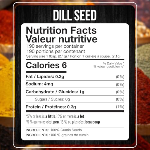 Fresh Finest Culinary Dill Seed, Whole Dill Seed for Pickling, Dressings, Entrees, Salads, Cooking & Baking, Kosher, Non GMO, 14.10oz (400g)