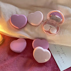 4 Packs Heart Shape Contact Lens Cases, Travel Eye Contacts Case Box Holder, Portable Contact Lenses Tweezers Remover Tool Solution Bottle Kit for Daily Outdoor Traveling (Dark Pink)