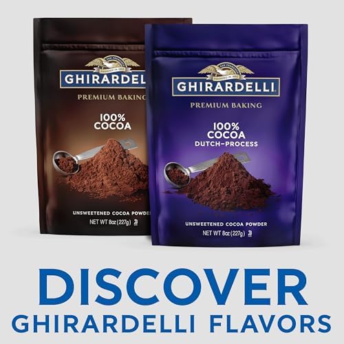 GHIRARDELLI Premium Baking Cocoa 100% Cocoa Dutch Process Unsweetened Cocoa Powder – Gourmet Baking Cocoa for Brownies, Cakes, Cookies & Smoothies, 8 oz Bag