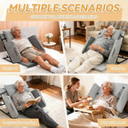 Electric Lifting Backrest for Bed, Adjustable Power Recliner Bed with Remote Control, 2°-80° Adjustable Angle, with Handrail Fence&Headrest Cushion, Suitable for Pregnancy&Elderly&Patients