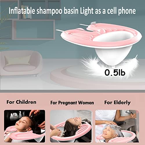 Inflatable Washing Hair Basin,Portable Shampoo Basin,Hair Washing Tray-Medical Shampoo for The Disabled,Pregnant Women,Bedridden and Handicapped,Elderly&Child-Wash While in Wheelchair or Chair at Home