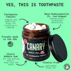 Canary Nano Hydroxyapatite Toothpaste Tablets Bubble Gum - Remineralizing, Fluoride Free, All Natural Tabs with Xylitol - Great for Kids, Plastic Free - 126 Count