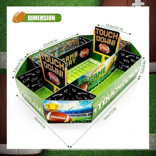 Football Party Decorations Supplies Kit - Food Serving Tray Snack Stadium Set for Super Bowl, Game Day, Birthday Decorations, Celebration Snack Tray Box