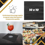 Perfectware 2ply Black Beverage Napkins. 1200 Count 2Ply Cocktail Black Napkins. 10 x 10 Black Beverage Napkin. Pack is 4 Packs of 300 Count. Total 1200 Napkins