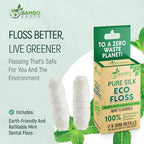 Biodegradable Mint Dental Tooth Lace Floss - 2X Refillable Flossers - 100% Organic Natural and Compostable Teeth Silk Spool - Waxed with Candelilla Wax & Eco-Friendly Zero Waste Packaging