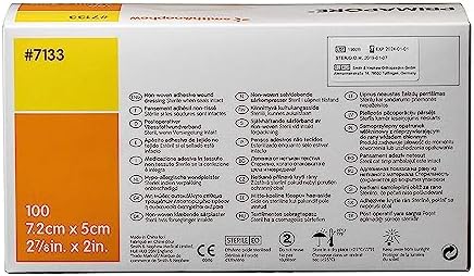 Smith & Nephew 7133 PRIMAPORE Peripheral IV Adhesive Dressing, Adhesive Non-Woven Island Dressing, Pack of 100