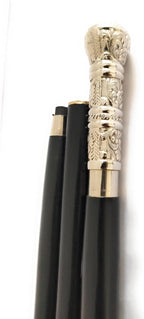 Silver & Black Woodcrafts Victorian Style Cane/Stick/Walking Stick Size 36 to 37" INCH Approx