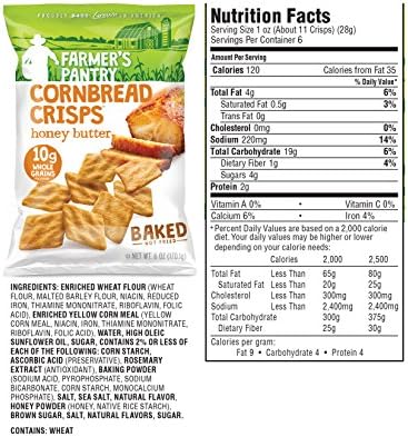 Farmer's Pantry Honey Butter Cornbread Crisps, Original, 6 Ounce (Pack of 2)
