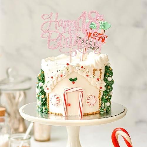 Rsstarxi 1 Pack Pink Happy 18th Birthday Cake Topper Number 18 Eighteen Years Old Birthday Cake Pick Decoration for Girls18th Birthday Anniversary Party Decorations Supplies