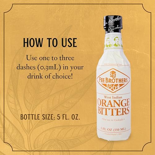 Fee Brothers West Indian Orange Cocktail Bitters - Aromatic Cocktail Mixer & Concentrated Flavoring, Gluten Free, Vegan-Friendly, 5 fl oz