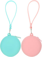 2Pcs Portable Silicone Earphone and Cable Organizer Pouch with Wrist Strap for Travel Zippered Storage Case for Jewelry and Accessories