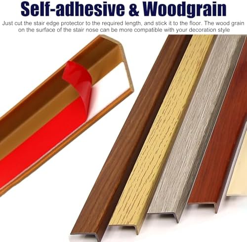 CMYUN Floor Transition Strip Bendable Wood Grain Stair Nosing Self Adhesive, Flexible PVC Stair Edge Protector Wood to Tile, L-Shape Floor Window Edging Trim Strip(Style-3,L130cm/51)