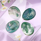 Artistone Moss Agate Crystal Chakra Thumb Worry Stone Teardrop Reiki Healing Stone Pocket Palm Stones for Anxiety Stress Relief Meditation Therapy Geometry Home Decor