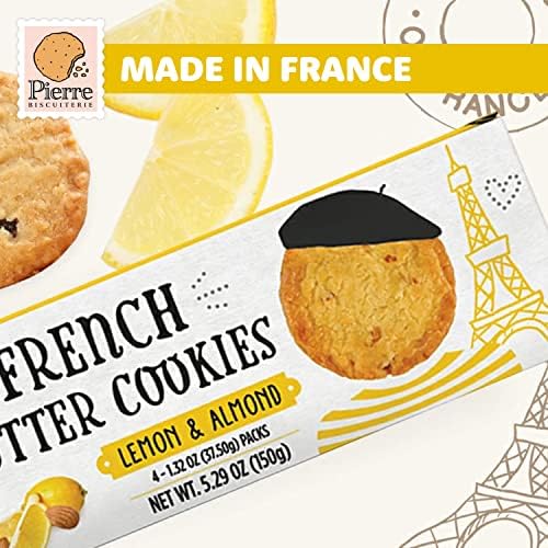 Pierre Biscuiterie French Butter Cookies with Lemon & Almond 5.29 Ounce Box (Pack of 3)