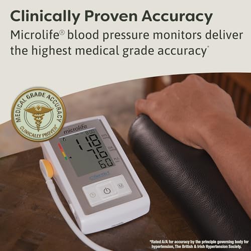Microlife Series 500 Automatic Upper Arm Blood Pressure Monitor for 2 Users, Stores Up to 198 Results, Wide-Range Cuff Fits Adult Arms <16.5 in (Size M – L), Smart Tracking Software