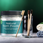 Viva Doria Natural Tooth Powder, Remineralizing, Natural Teeth Whitening, Breath Freshener | Refreshing Mint Flavor | 3 Oz Glass Jar