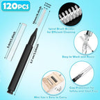 MAPVOLUT 120 Pieces Interdental Brushes, Braces Brush Cleaner Orthodontic Flossers Toothpicks Floss Picks for Braces Kit for Teeth Cleaning Tools Spiral Dental Brush Head for Efficient Oral Care Black
