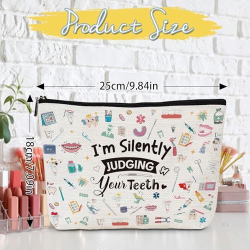 Dental Hygienist Gift for Women - Dental Assistant Gifts Makeup Bag, Dentist Gift Cosmetic Bag with Zipper, Dental Hygiene Appreciation Gifts, Dental Students Graduation Gifts
