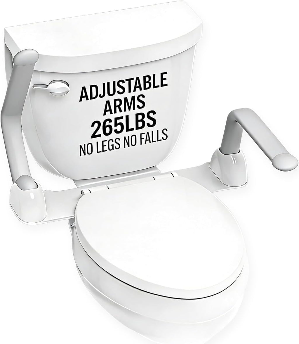 Toilet Safety Rails for Seniors, Adjustable Armrest, Space Saving, Stylish and Durable, Anti Slip and Anti Fall, Suitable for Elderly, Disabled, Pregnant Women with Armrest Toilet Safety Rail
