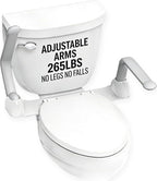 Toilet Safety Rails for Seniors, Adjustable Armrest, Space Saving, Stylish and Durable, Anti Slip and Anti Fall, Suitable for Elderly, Disabled, Pregnant Women with Armrest Toilet Safety Rail
