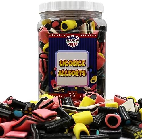 American Best Food, English Licorice Allsorts Candy, Assorted Flavors (2.5 LB) Jar