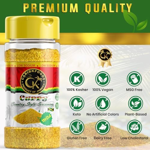 Caribbean Kitchen Curry Mild (4 Oz) 100% Authentic Jamaican Seasoning | Kosher, Low Sodium, Non-GMO, Gluten-free, Vegan, 100% Authentic Jamaican Seasoning for Delicious Meals