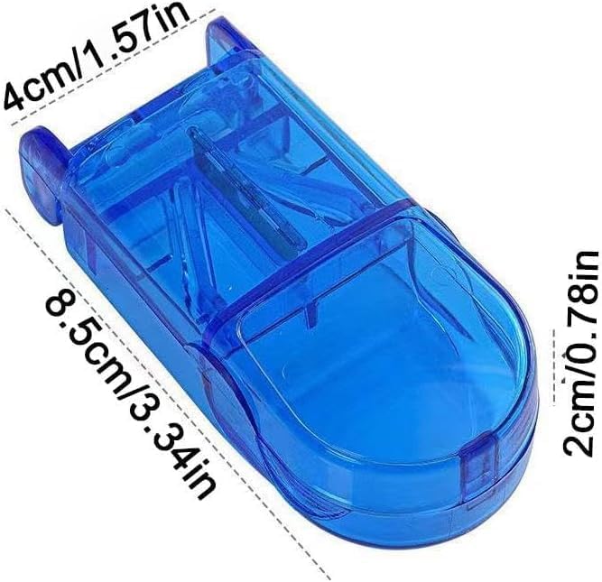 Blue Pill Cutter and Splitter with Dispenser,Safety Medicine Slicer, Tablet Splitter with Guard,Multiple Pill Splitter, Cuts Pills, for Cutting Small Pills or Large Pills in Half,Travel Sized