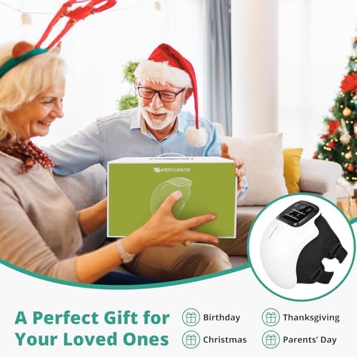 Medcursor Knee Massager, Cordless Heated Knee Massager with 3 Heating Levels, 3 Vibration Modes, LED Screen & Adjustable Straps, Massage with Heat for Relief