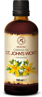 AROMATIKA St Johns Wort Infused Oil 3.4 Fl Oz - 100ml - Hypericum Perforatum - 100% Pure & Natural - St. John's Wort Oil for Intensive Care Face - Body - Skin - Hair - Massage - Great w/Essential Oil