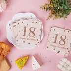 18th Birthday Decorations for Girls - 50PK - Happy 18th Birthday Napkins 18 Year Old Birthday Decorations 5x5 Inches, Disposable Cocktail Napkins Paper for 18th Birthday Party Decoraiton Rose and Gold