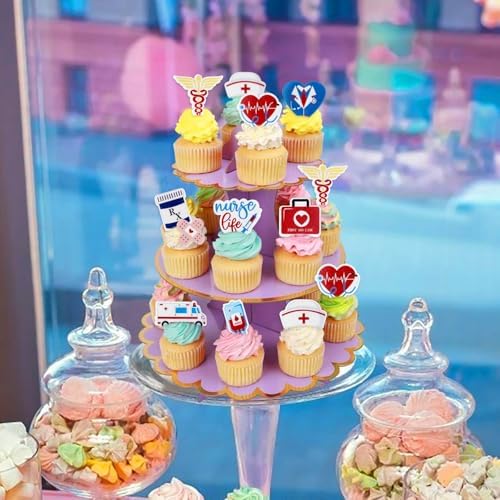 50Pcs Edible Nurse Doctor Cupcake Toppers Edible Medical Tools Cupcake Picks for Hospital Party Decorations Doctor's Nurse's Day Party Medical Graduation Retirement Birthday Cupcake Decorations