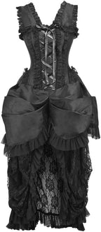 Daisy Corsets Women's Daisy Corsets Top Drawer Steel Boned Black Lace Victorian Bustle Corset Dress