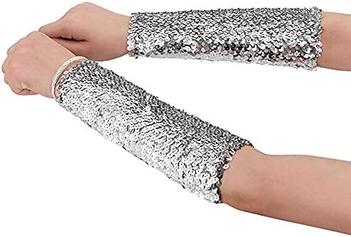 RARITYUS Sparkle Oversleeves Sequin Arm Sleeve Shiny Stretchy Elbow Cuffs for Performance Cosplay Halloween Costume