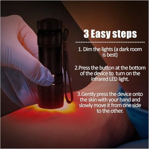 Vein Finder Viewer - Handhold Vein Illumination Detector, LED Flashlight Handy Efficiency Vein Locator, On Various Skin(Not Battery Include)
