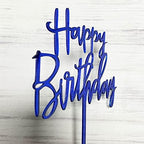JIEEIN Happy Birthday Cake Topper Party Decorations, Sapphire Blue Acrylic Birthday Cake Topper