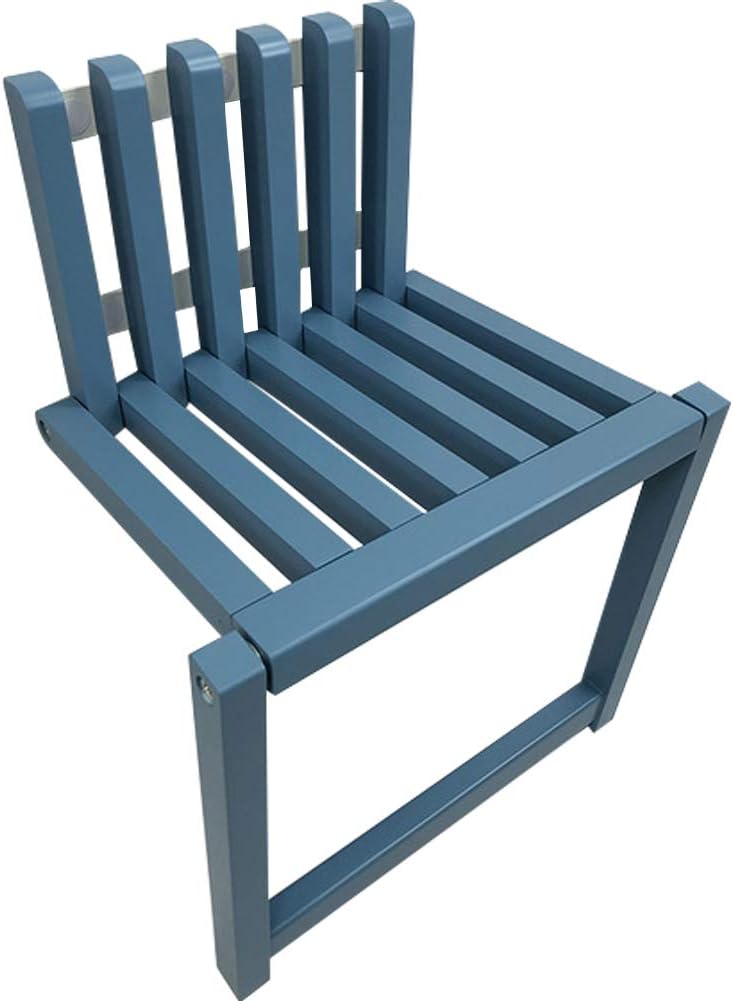 Folding Chair Wall-Mounted Invisible Shoe-Changing Stool Made of Solid Wood Wall Seat Folding with Support Legs Saving Space Suitable for Various Occasions Blue