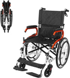 Lightweight Self-Propelled Wheelchair for Adults & Elderly - 24LB Aluminum Alloy Frame,All Terrain Puncture-Proof Wheels,Foldable with Adjustable Footrest/Armrest for Travel