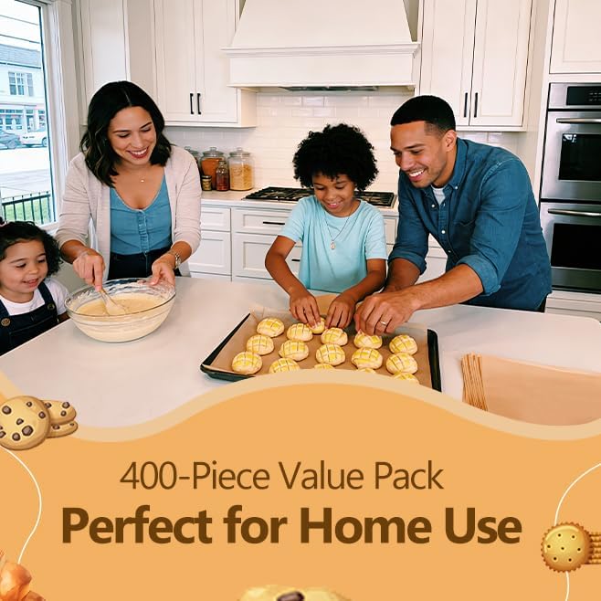 400Pcs Unbleached 12x16 Inch Silicone Coated Parchment Paper Sheets, Pre-Cut Non-Stick Baking Paper for Oven, Air Fryer, Grilling, Cooking, Fit Half Sheet Baking Pans