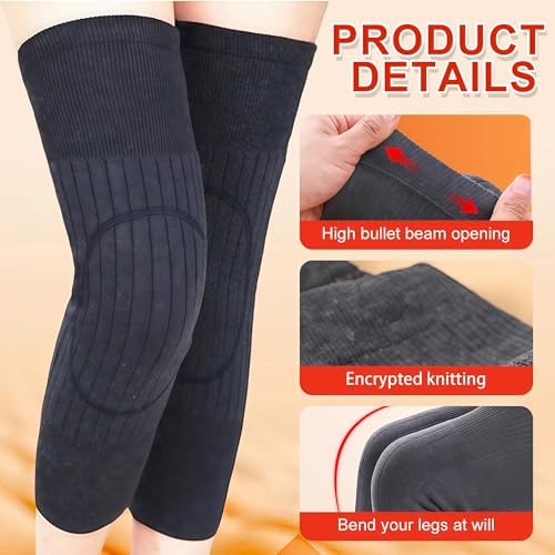 Elandy 1 Pair(2PCS) Unisex Adults Woolen Blend Winter Warming Knee Pads- Thciken Sponge Padding Sleeves Knee Brace Support Guards Protector(Grey)