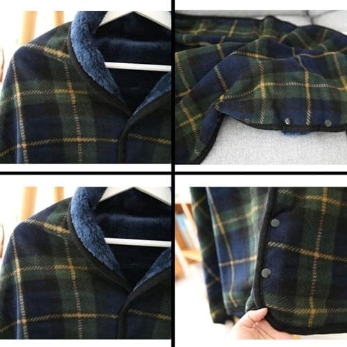 REUset Fleece Wheelchair Blanke, Wearable Thickening Wearable Thickening Old Man Shawl with Buttons Super Soft Plush Wheelchair Care Shaw for Lap Bed Sofa Office