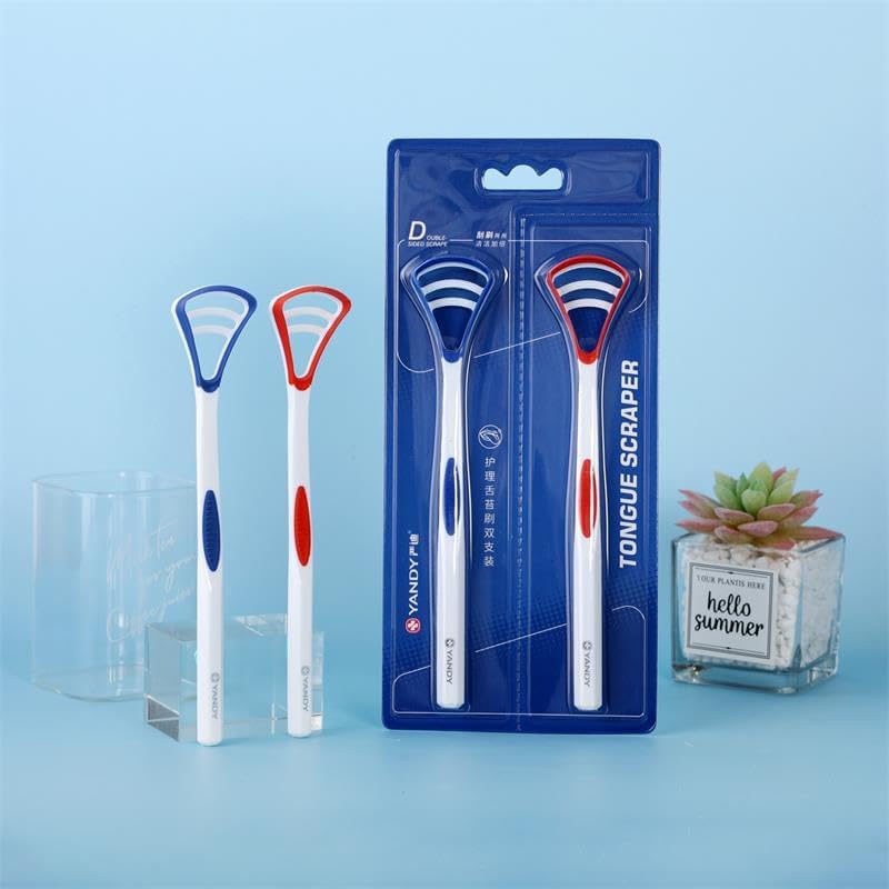 YANDY Tongue scraper, tongue brush for adults and children,easy to use,freshens breath and helps eliminate bad breath (Pack of 2)