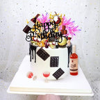 Red Wine Happy Birthday Cake Topper,Wine Glass Cake Decorations Red Wine Party Decorations for 40th 50th 60th Happy Birthday Party Supplies Set for Men Women