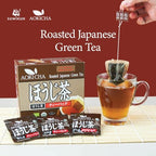 Suwirun Aoki Cha Organic Hojicha 50 Bags – Japanese Roasted Green Tea – Smooth, Bold & Naturally Sweet – Low Caffeine, Eco-Friendly, Unbleached Tea Bags for Hot & Cold Brew