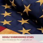 ANLEY Vintage Style Tea Stained American Flag 3x5 Foot - Embroidered Stars and Sewn Stripes - 4 Rows of Lock Stitching - Antiqued US National Banner Flags with Brass Grommets 3 X 5 Ft